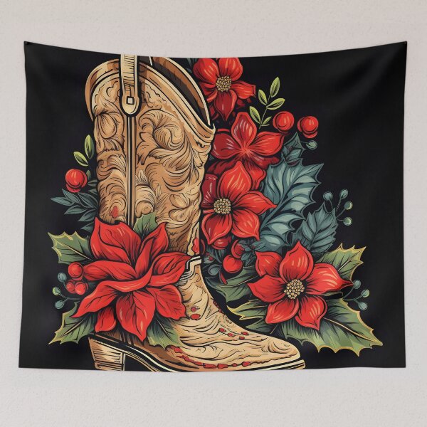 Item preview, christmas cowboy boot holiday print designed and sold by dcrc.