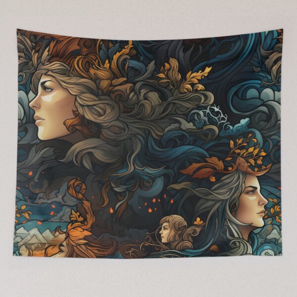 Item preview, A Nordic Saga V - Tapestry style seamless pattern  designed and sold by NevernotmeUK.