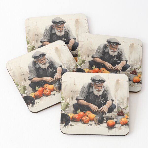 Item preview, Man and Dog Enjoying Harvest Quietude designed and sold by inkArtistryfine.