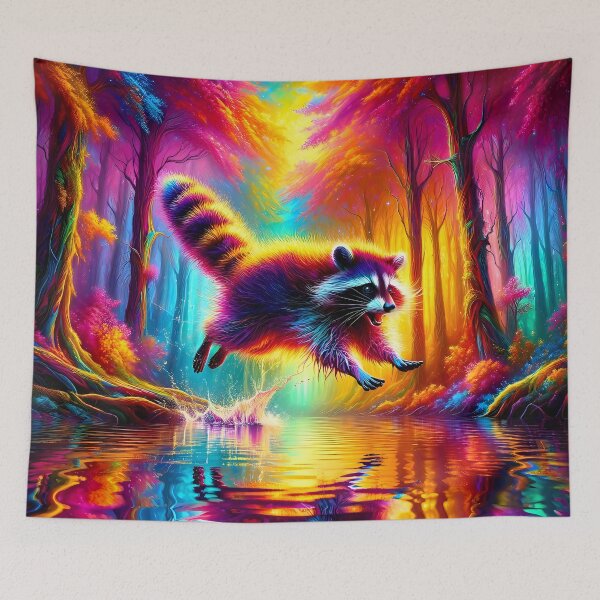Item preview, Psychedelic Raccoon Leap designed and sold by Matt's Artificial Nature.