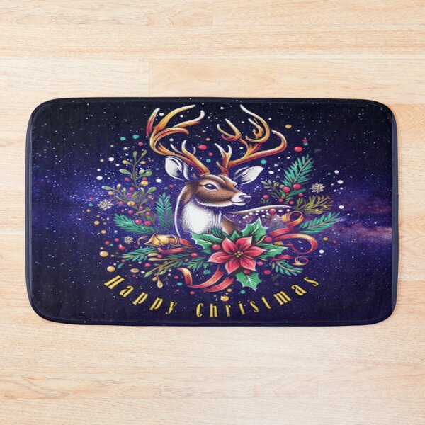 Item preview, Happy Christmas reindeer among Christmas ornaments and twigs  designed and sold by JaroDesign2023.