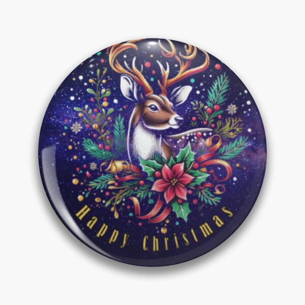 Item preview, Happy Christmas reindeer among Christmas ornaments and twigs  designed and sold by JaroDesign2023.