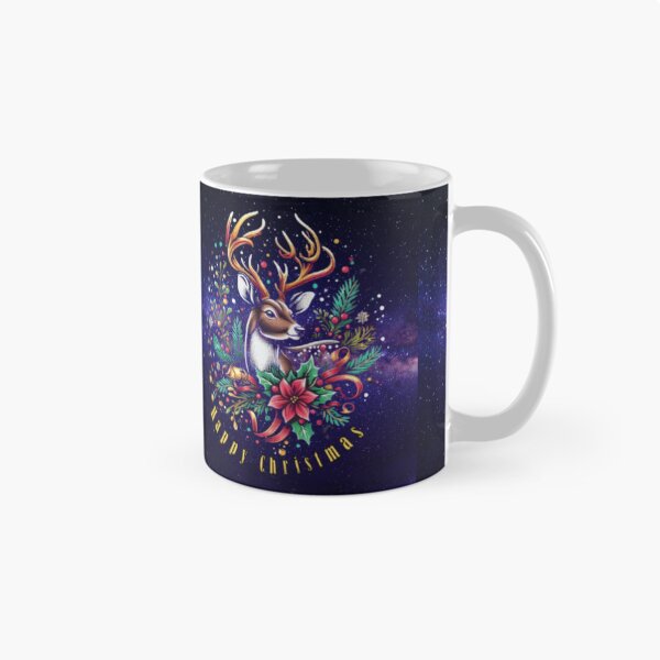 Item preview, Happy Christmas reindeer among Christmas ornaments and twigs  designed and sold by JaroDesign2023.