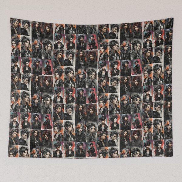 Item preview, Very aesthetic inkpunk illustration, punk woman black hair designed and sold by DOM-Shop.