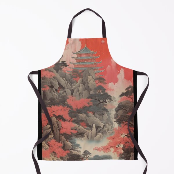 Item preview, Vintage Asian Japanese Nature Landscape with Cherry Blossoms and Mountain Landscape with Asian Architecture designed and sold by Je-we.