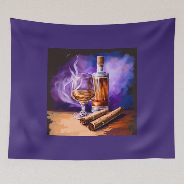 Artikelvorschau, Purple Haze Harmony – Whisky- und Zigarrenkunst mit ausdrucksstarken Farben entworfen und verkauft von OlfactoART Studio.
