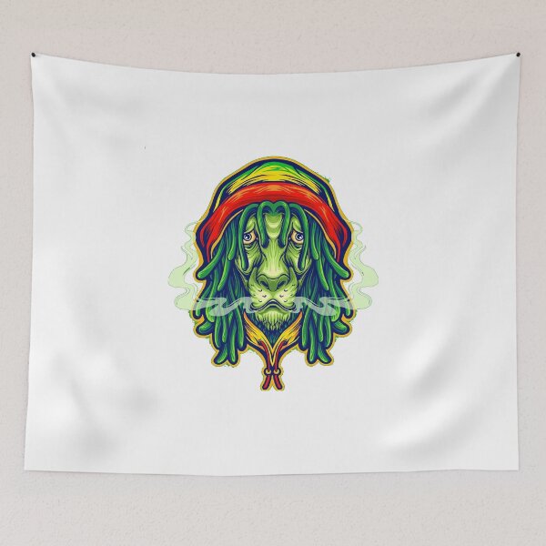 Item preview, BOB Marley Lion Face with Green, Rasta with weed smoke designed and sold by Gollenmarket.