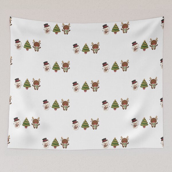 Item preview, snowman - christmas tree and reindeer - christmas - merry christmas designed and sold by MoshisooPrint.