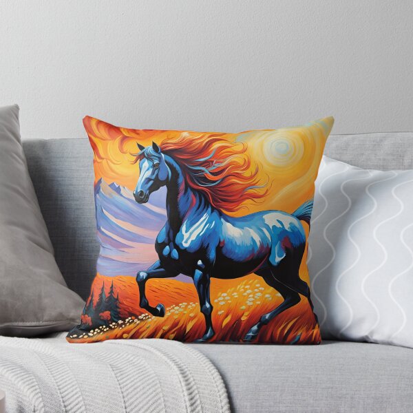 Item preview, Blue Horse in a Field, Ai Generated Art  designed and sold by ACC .
