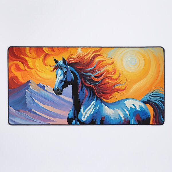 Item preview, Blue Horse in a Field, Ai Generated Art  designed and sold by ACC .