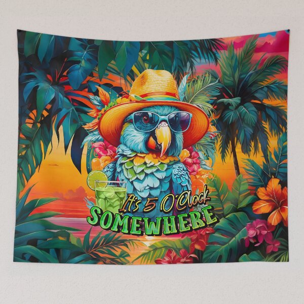 Item preview, It's 5 o'clock somewhere Tropical Parrot Cocktail Sunset designed and sold by MindWave THC.