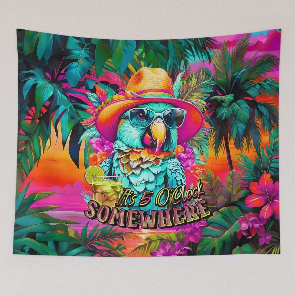 Item preview, It's 5 o'clock somewhere Tropical Parrot Cocktail Sunset designed and sold by MindWave THC.