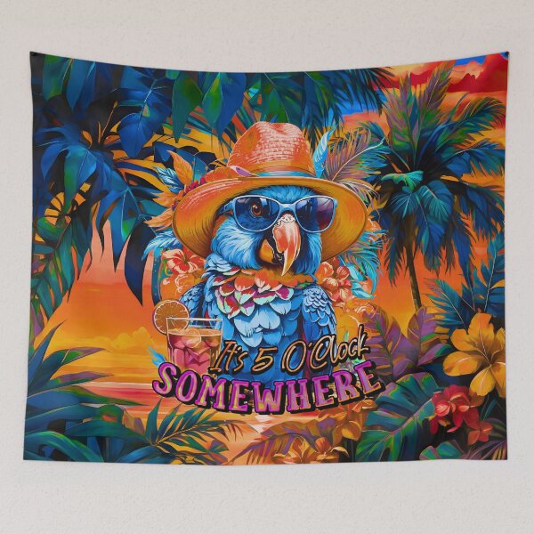 Item preview, It's 5 o'clock somewhere Tropical Parrot Cocktail Sunset designed and sold by MindWave THC.