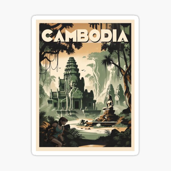 Item preview, Cambodia - Vintage Travel Poster designed and sold by zerokuhl.