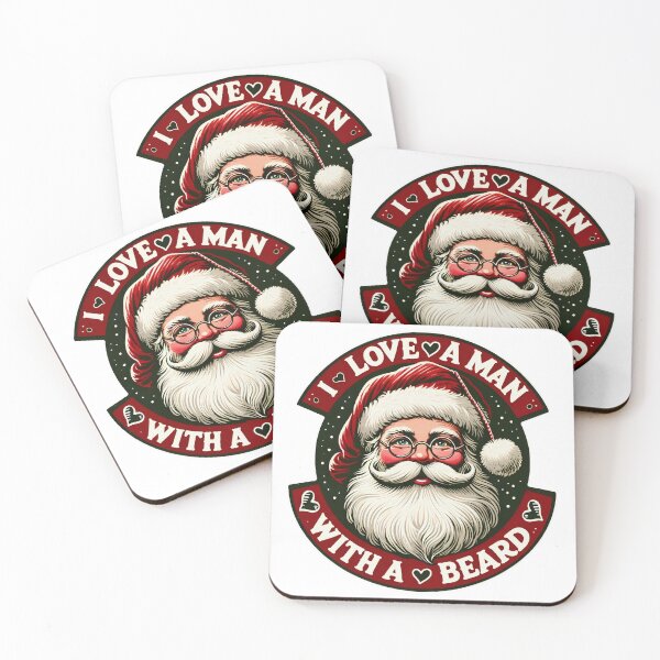 Item preview, I Love a Man with a Beard Retro Santa Christmas Tee Women designed and sold by MoCalli.