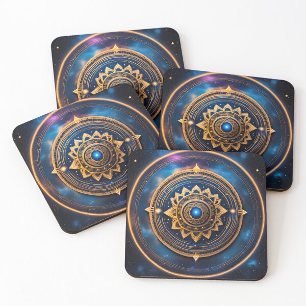 Item preview, Galactic Tranquility Mandala in Yellow and Blue designed and sold by SpiritualManda.