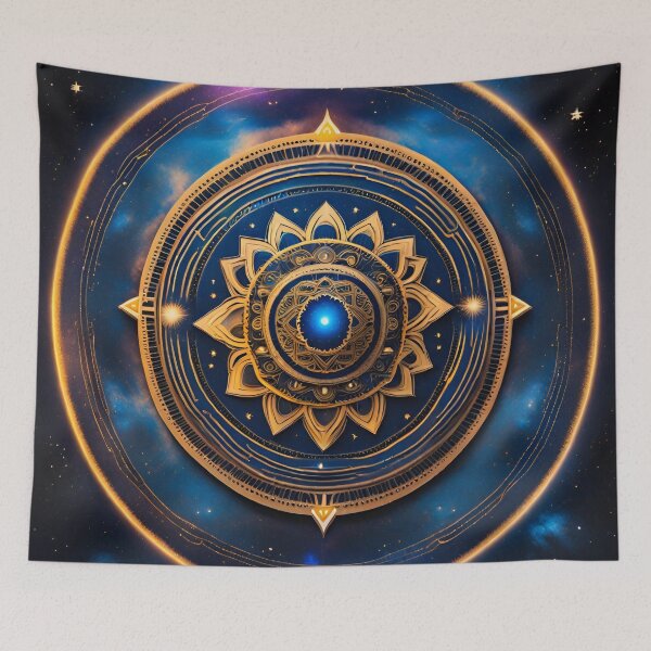 Item preview, Galactic Tranquility Mandala in Yellow and Blue designed and sold by SpiritualManda.