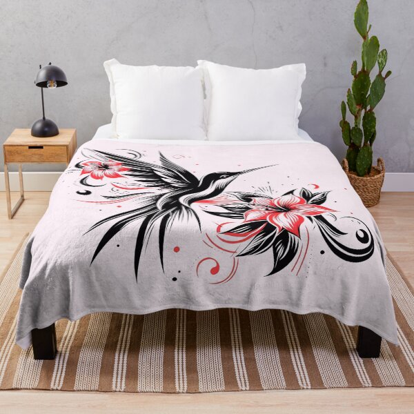 Item preview, Red And Black Abstract Hummingbird Tattoo Design designed and sold by Coffee Lifestyle.