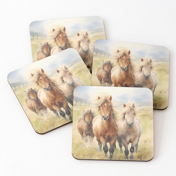 Item preview, Painting Of 3 Beautiful Shetland Ponies Galloping In Nature Fields designed and sold by NBSStore.