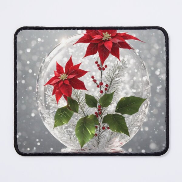 Item preview, A glass crystal Red poinsettia flower with leaves, berries, designed and sold by aipaint.