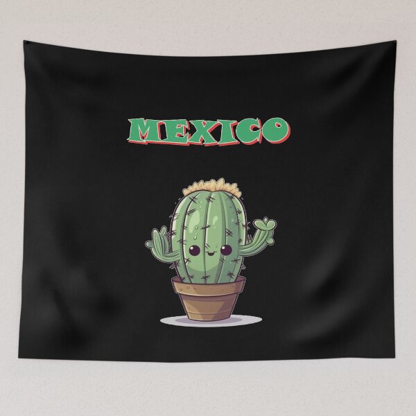 Item preview, Happy Kawaii Cactus with Text "Mexico" designed and sold by KawaiiArtStyle.