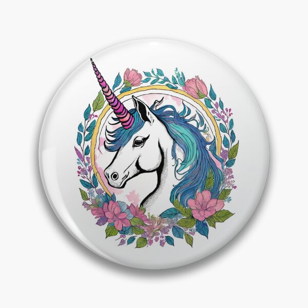 Item preview, Unicorn Portrait Framed with Flowers designed and sold by SW-Graphics.