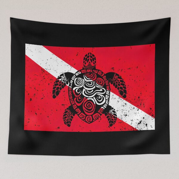 Item preview, Diving Flag and Sea Turtle designed and sold by Yogimeister.