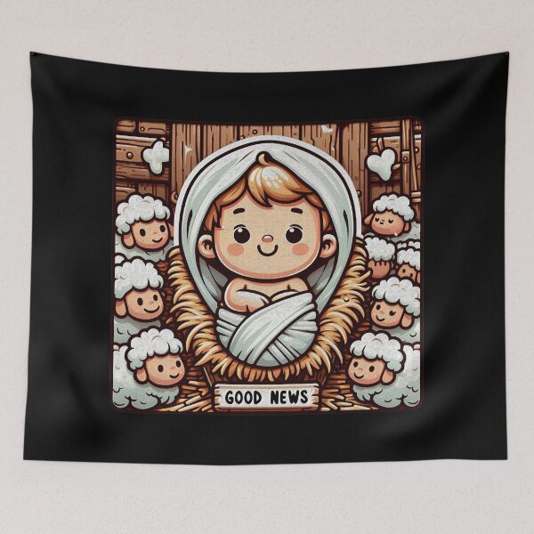 Item preview, Newborn King Jesus in the Manger Good News Baby Sheep designed and sold by plushism.