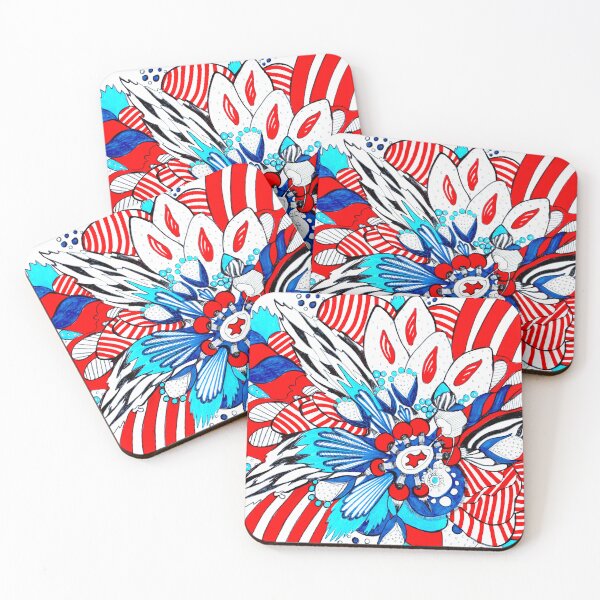Item preview, 610. Sweet blue and scarlet intuitive abstract flower candy designed and sold by Veera Zukova.