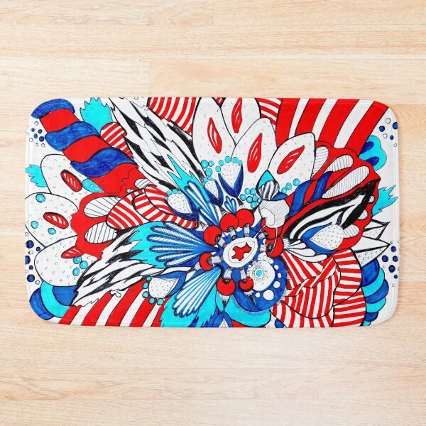Item preview, 610. Sweet blue and scarlet intuitive abstract flower candy designed and sold by Veera Zukova.