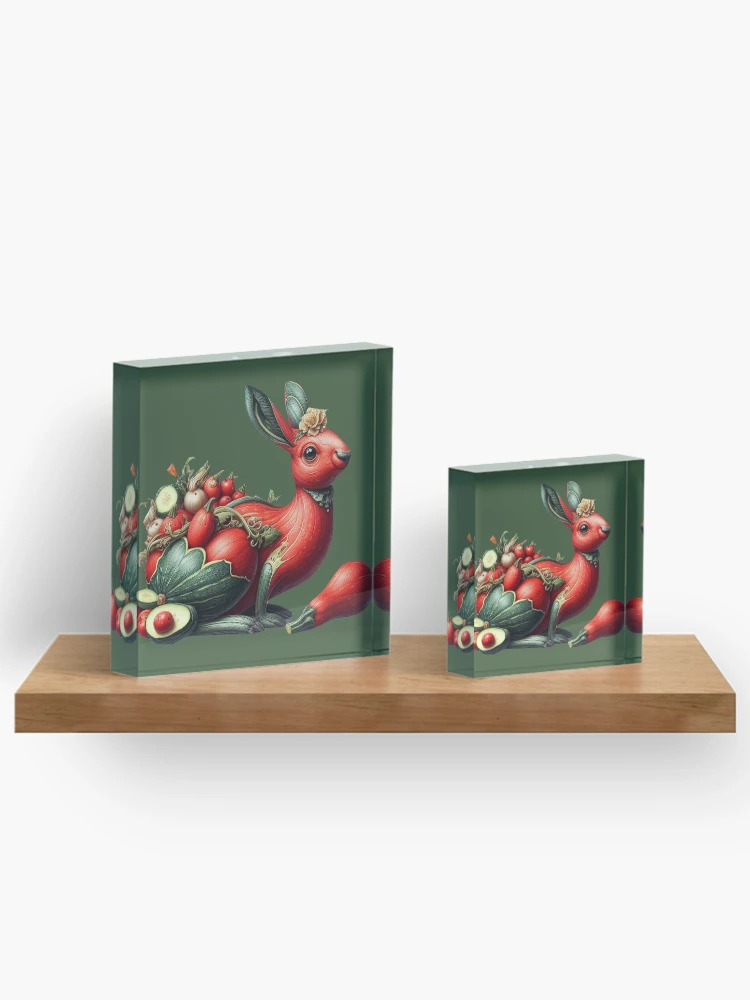 Thumbnail 3 of 5, Acrylic Block, Red Zucchini Rabbit designed and sold by ComputerContent.