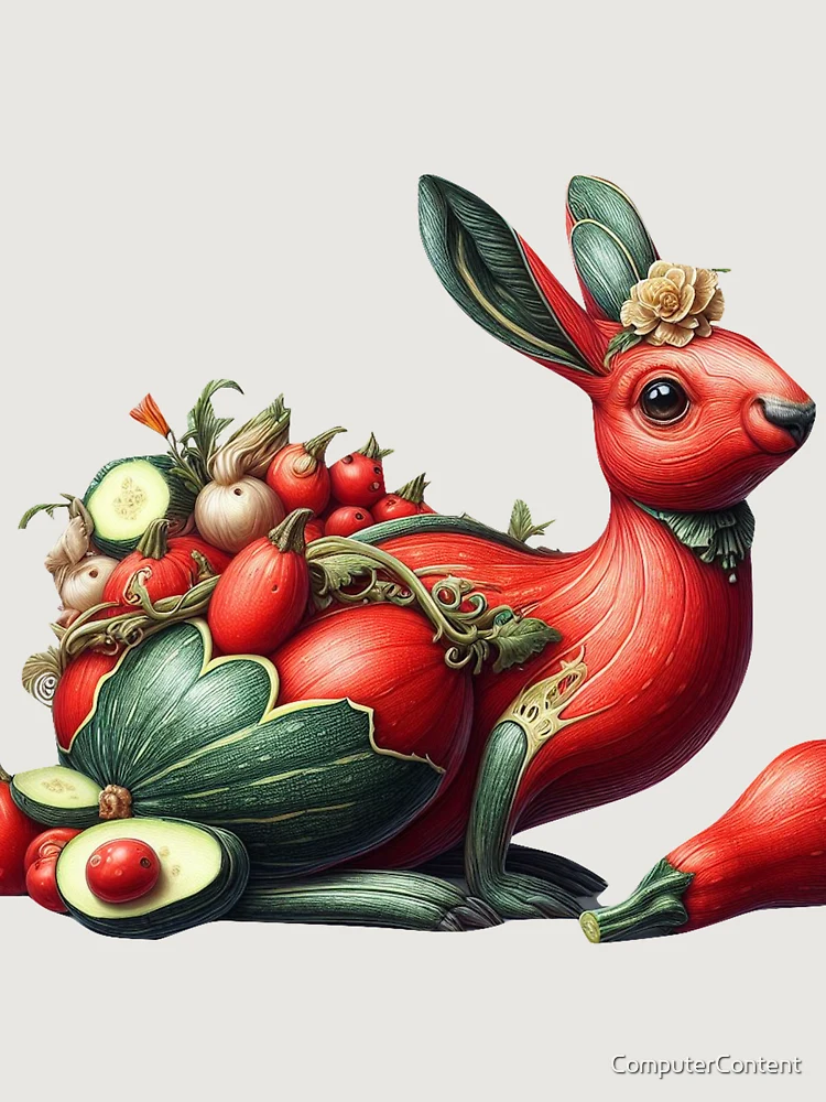 Aperçu 6 sur 6. Sweatshirt premium oversize avec l'œuvre Lapin Courgettes Rouges créée et vendue par ComputerContent.