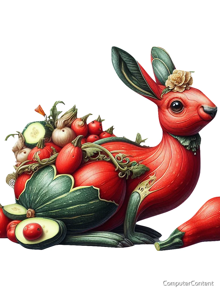 Aperçu 4 sur 4. T-shirt boxy avec l'œuvre Lapin Courgettes Rouges créée et vendue par ComputerContent.