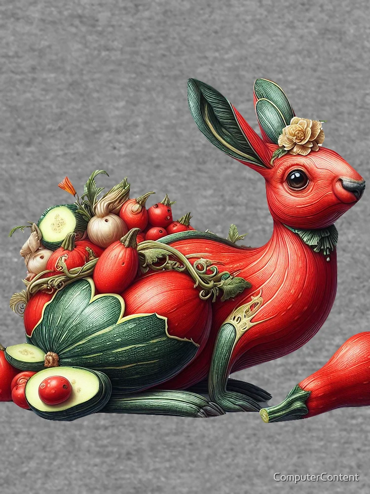Aperçu 6 sur 6. Sweatshirt léger avec l'œuvre Lapin Courgettes Rouges créée et vendue par ComputerContent.