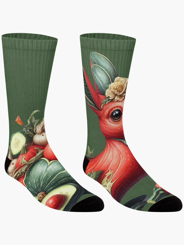 Thumbnail 3 of 5, Socks, Red Zucchini Rabbit designed and sold by ComputerContent.
