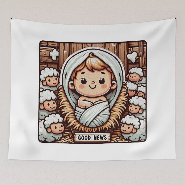 Item preview, Newborn King Jesus in the Manger Good News Baby Sheep designed and sold by plushism.