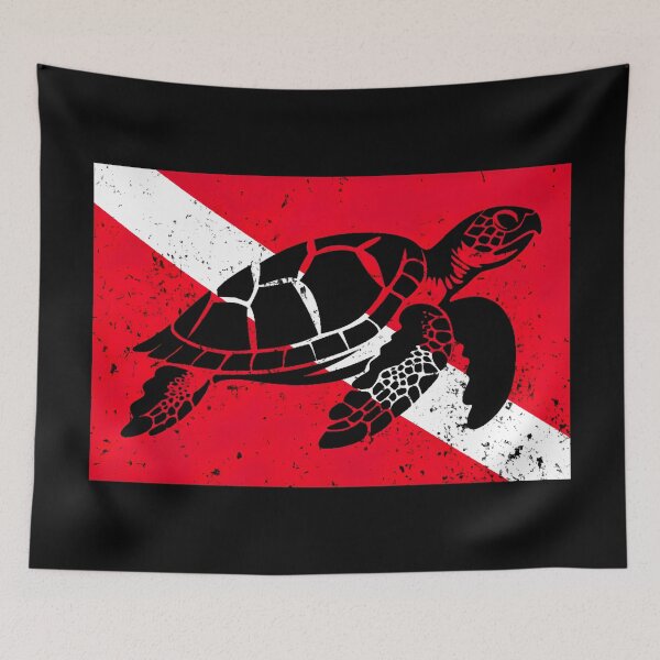 Item preview, Diving Flag and Sea Turtle designed and sold by Yogimeister.