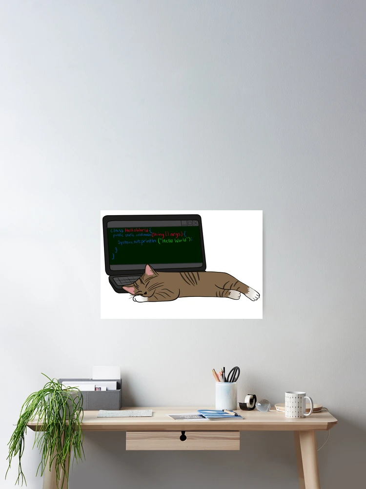 Thumbnail 2 of 3, Poster, Coding Cat - Java designed and sold by Alyssa Claire.