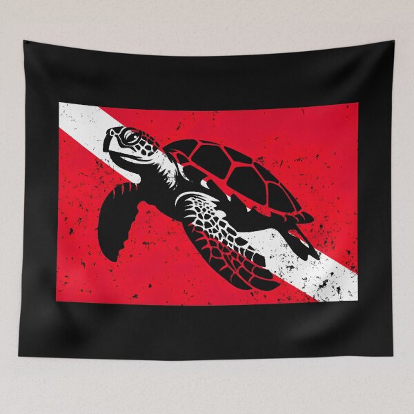 Item preview, Diving Flag and Sea Turtle designed and sold by Yogimeister.