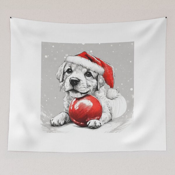 Item preview, Copy of dog with Santa hat and Christmas ball designed and sold by kreativeadern.