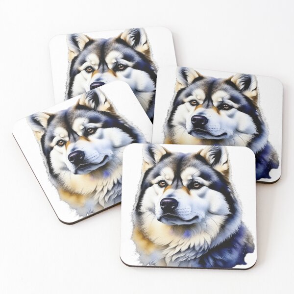 Item preview, Alaskan Malamute dog portrait in watercolor. designed and sold by KingJeffCage.