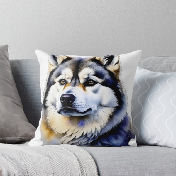 Item preview, Alaskan Malamute dog portrait in watercolor. designed and sold by KingJeffCage.