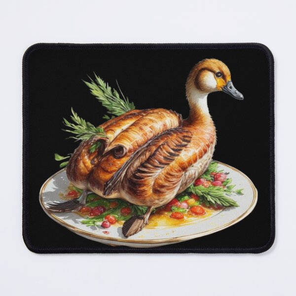 Item preview, "smoked duck recipe" funny duck with fried body on plate.Duck Decoy Painting designed and sold by Obinne.