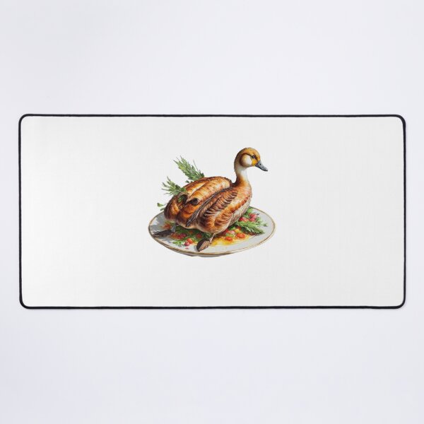 Item preview, "smoked duck recipe" funny duck with fried body on plate.Duck Decoy Painting designed and sold by Obinne.
