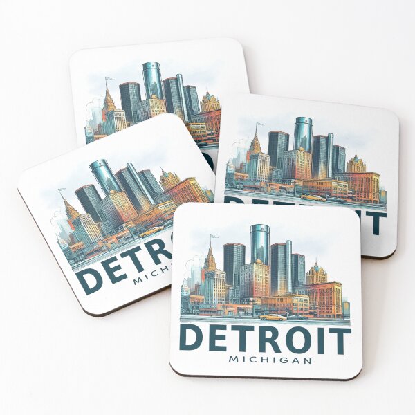 Item preview, Detroit, Michigan Watercolor Illustration designed and sold by PaintMeWorld.