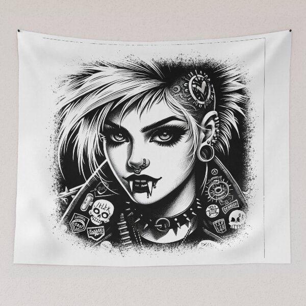 Item preview, Ink Drawing of a Punk Vampire designed and sold by Truck Stop One.