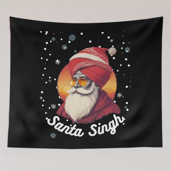 Item preview, Santa Singh Christmas Vintage Snow Sunset  designed and sold by Smix Pixels.