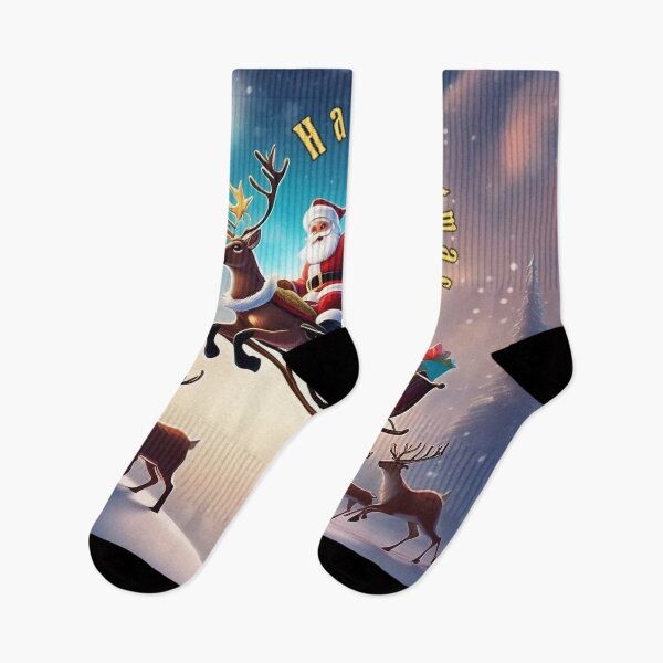 Item preview, Christmas Santa Claus on a sleigh with reindeer and with gifts designed and sold by JaroDesign2023.