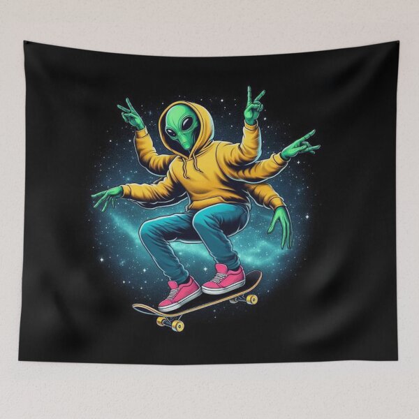 Item preview, Alien Skateboarding  designed and sold by Myra365Art.