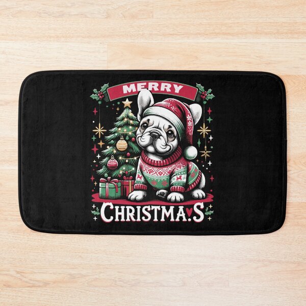 Item preview, French Bulldog Merry Christmas - Festive Frenchie in Santa Hat Holiday Design designed and sold by Jurady.